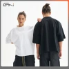 ETAI men's Wear: A trendy high-weight pure cotton boxy short and wide T-shirt for men, featuring a small neckline and cross-border solid color short-sleeved T-shirts details Picture